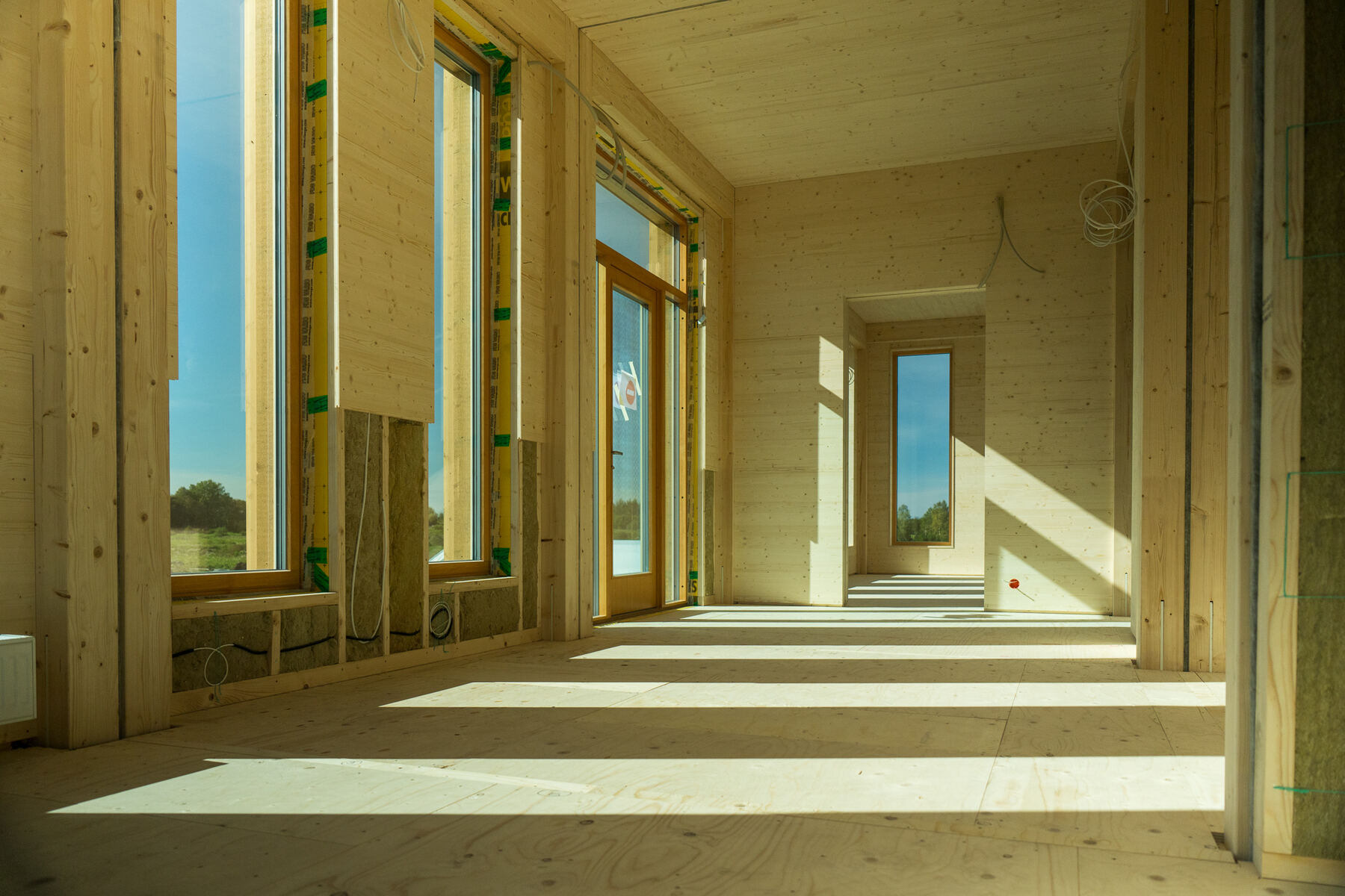 Bright timber interior with exposed CLT